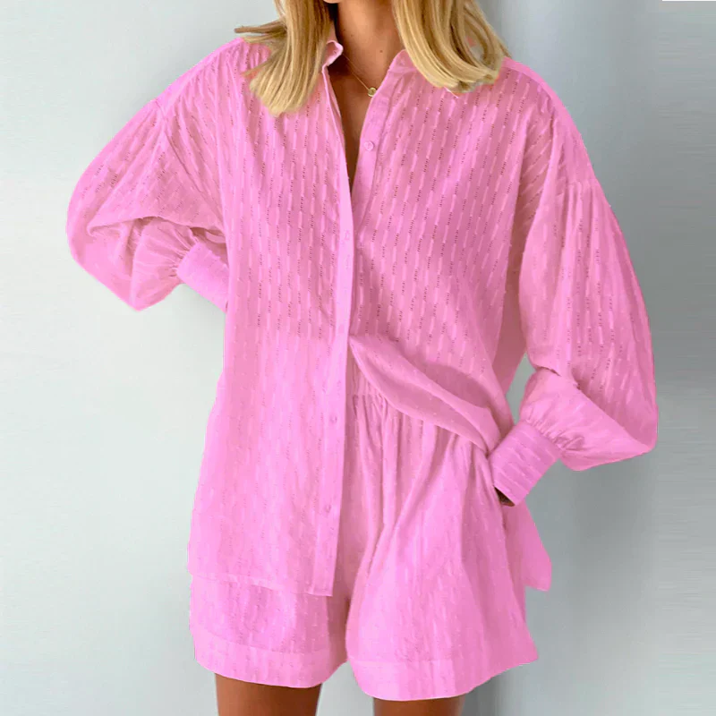 Gianna Set | Summer Loose Fit Long Sleeve & Shorts Set