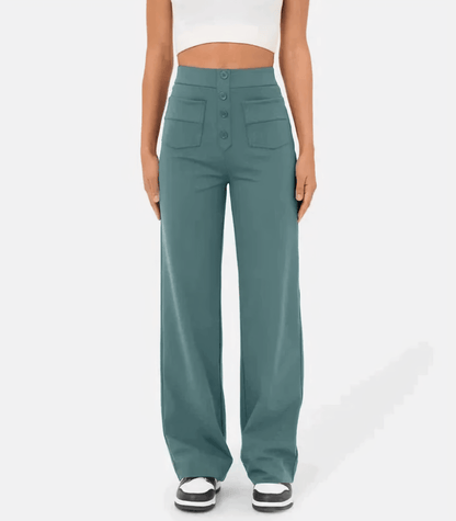 Alyssa Pants | High-Waisted Button Pants