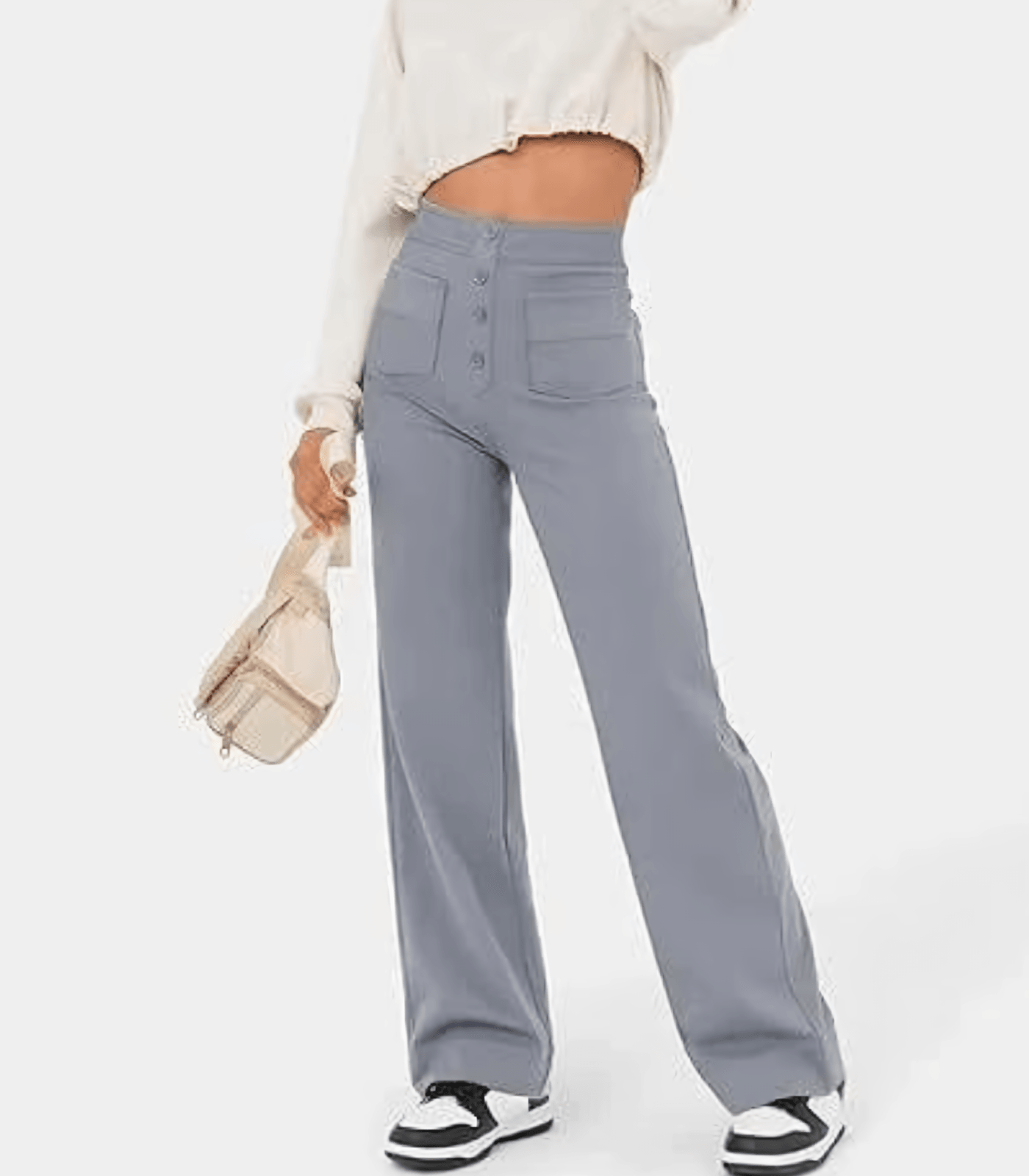 Alyssa Pants | High-Waisted Button Pants