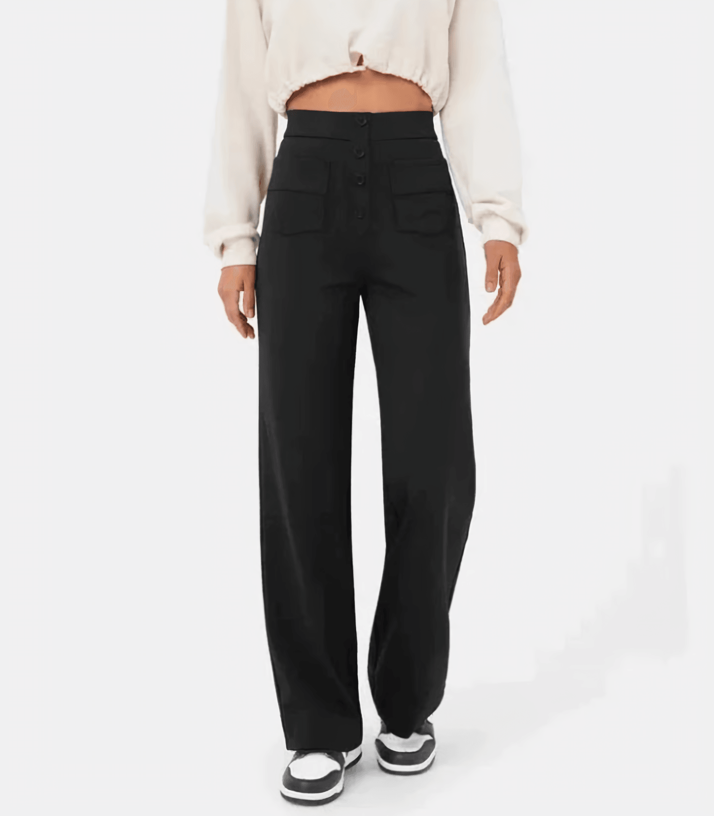 Alyssa Pants | High-Waisted Button Pants