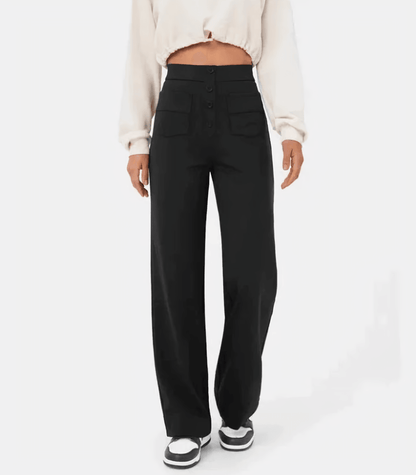 Alyssa Pants | High-Waisted Button Pants