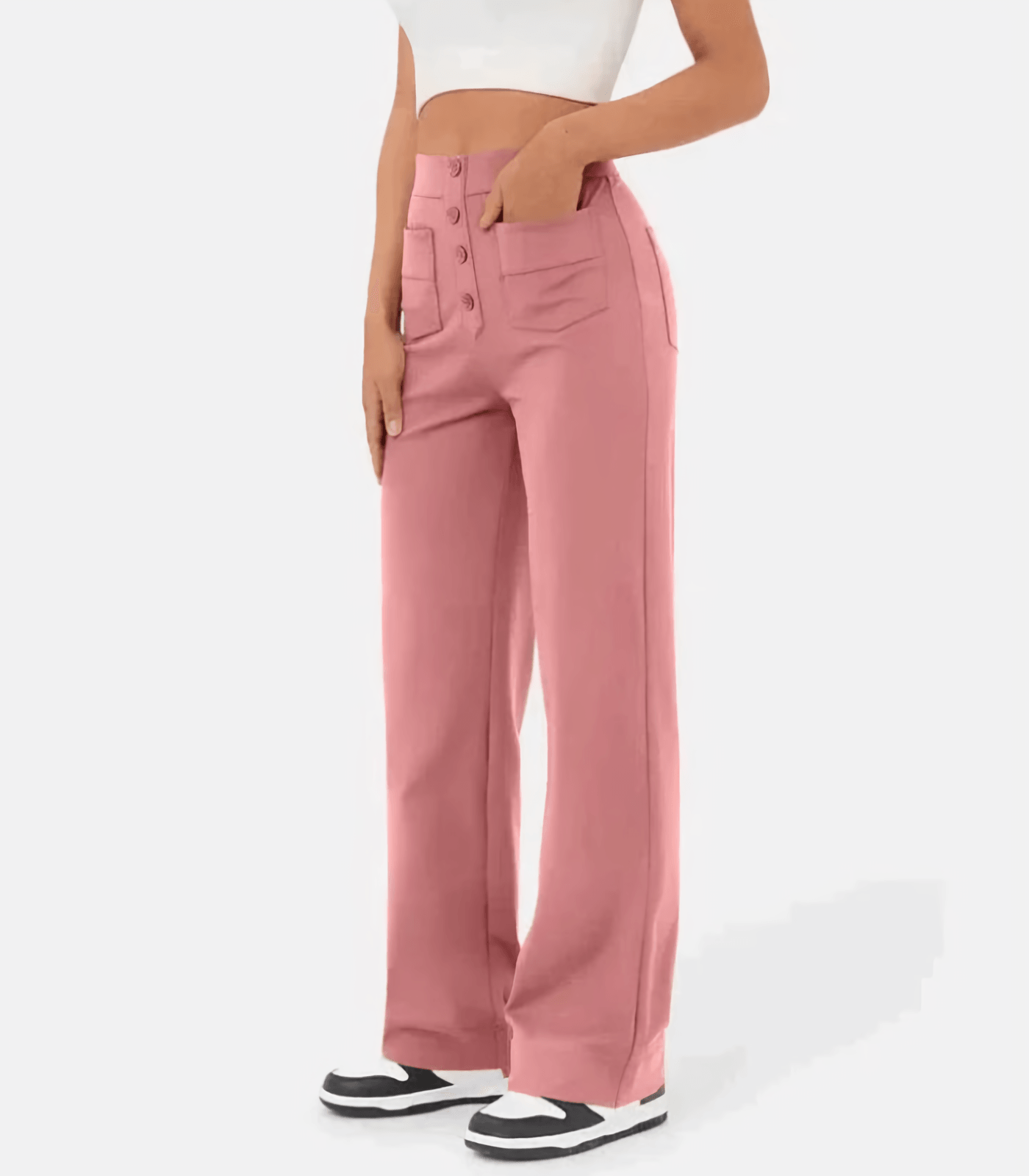 Alyssa Pants | High-Waisted Button Pants