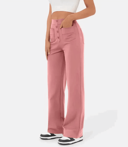 Alyssa Pants | High-Waisted Button Pants