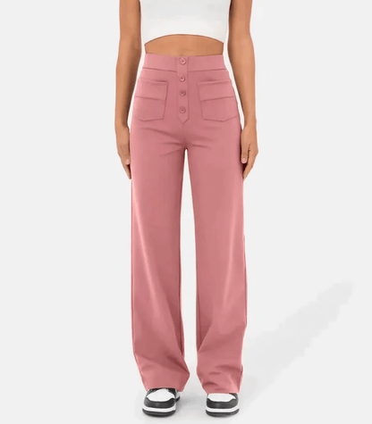 Alyssa Pants | High-Waisted Button Pants