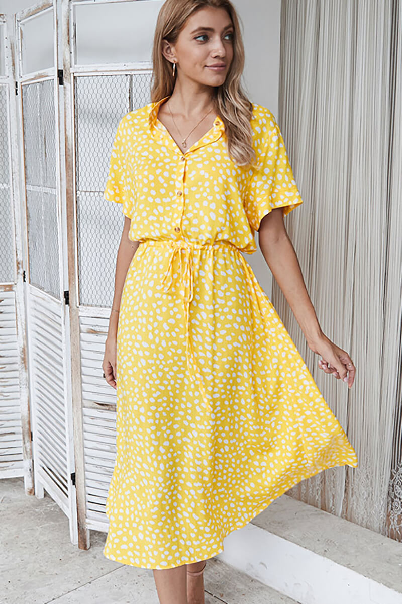 Anisa Dress | Chic Polka Dot Midi Dress