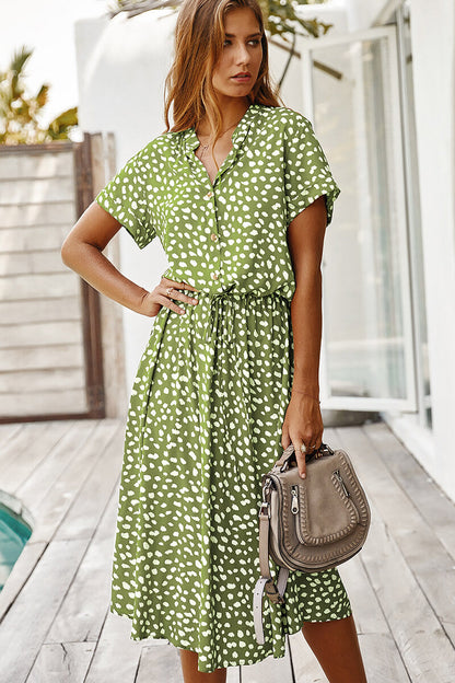 Anisa Dress | Chic Polka Dot Midi Dress