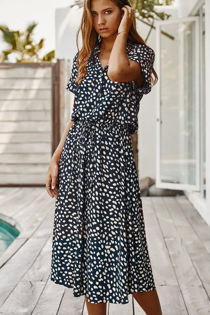Anisa Dress | Chic Polka Dot Midi Dress