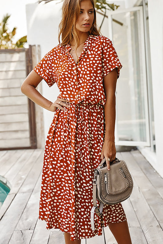 Anisa Dress | Chic Polka Dot Midi Dress