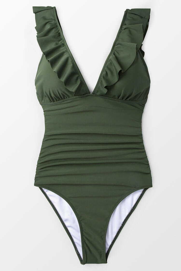 Ashanti Swimsuit | Women's V-Neck Ruffle One-Piece Swimsuit