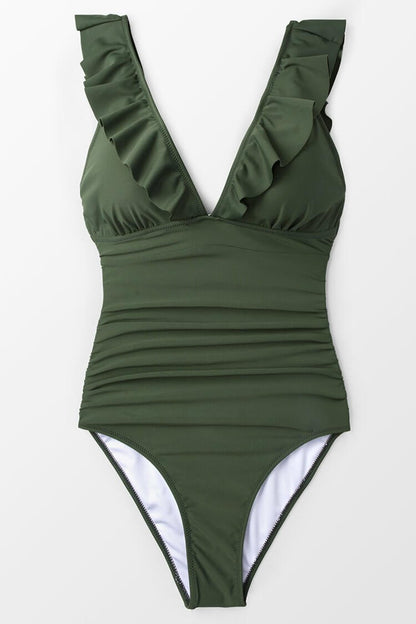 Ashanti Swimsuit | Women's V-Neck Ruffle One-Piece Swimsuit