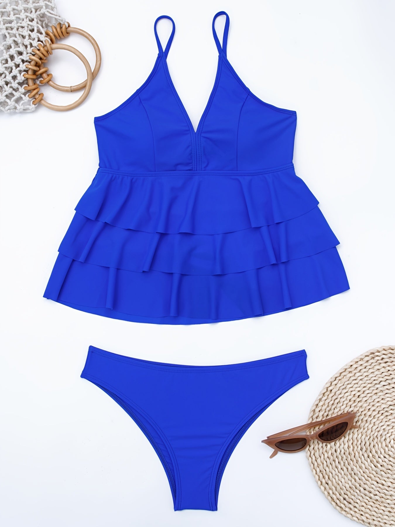 Astrid Swimsuit | Stylish V-Neck Ruffled Tankini Swimsuit