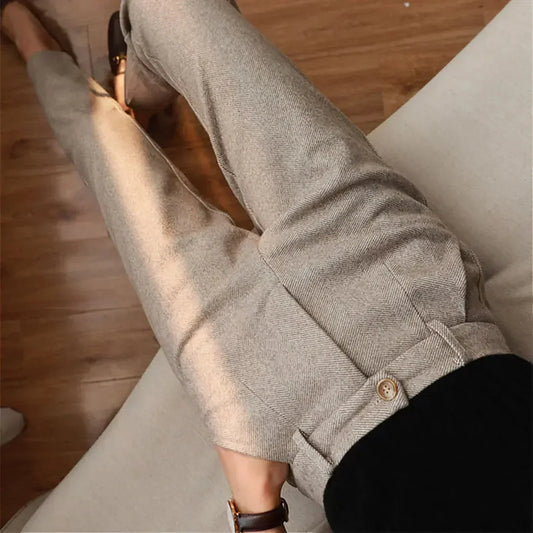 Dakota Trousers | Slim Fit Herringbone Pencil Cut Trousers