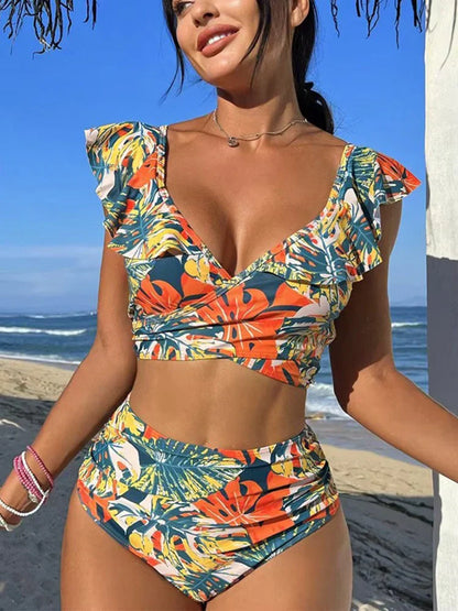Elianna Bikini | Women's Tropical Ruffle Wrap Bikini Set