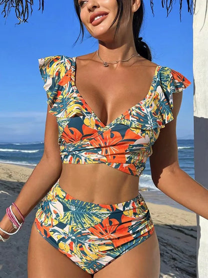 Elianna Bikini | Women's Tropical Ruffle Wrap Bikini Set