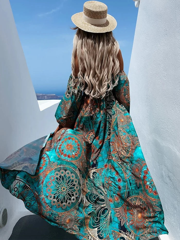 Fabia Dress | Off-Shoulder Boho Maxi Dress