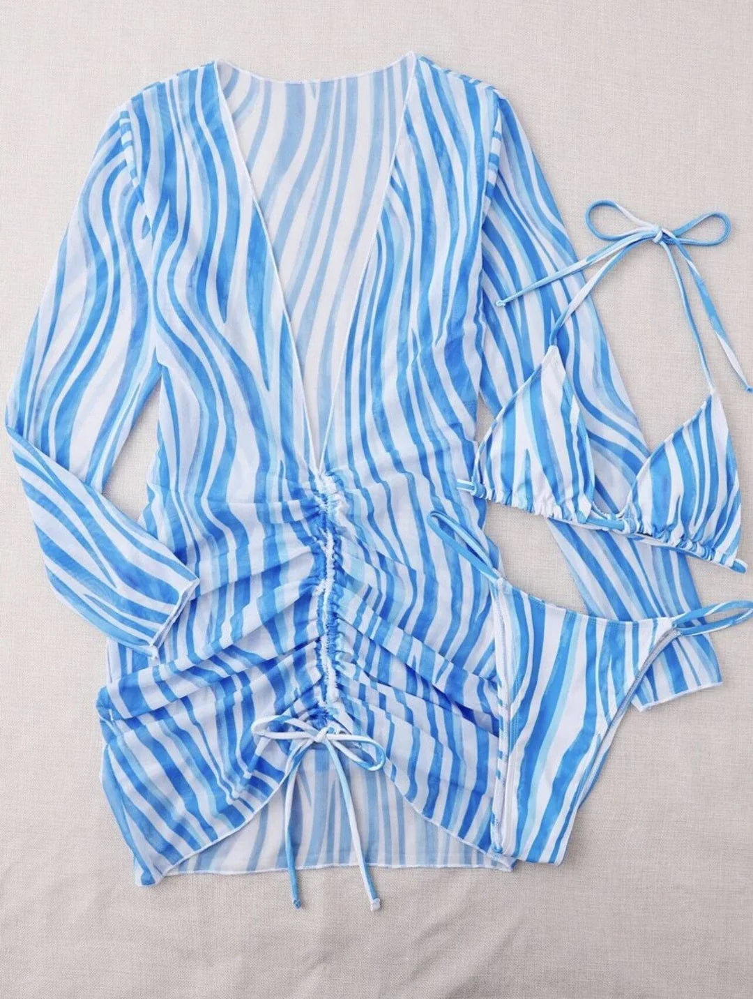 Farah Bikini | Women's 3-Piece Striped Bikini Set