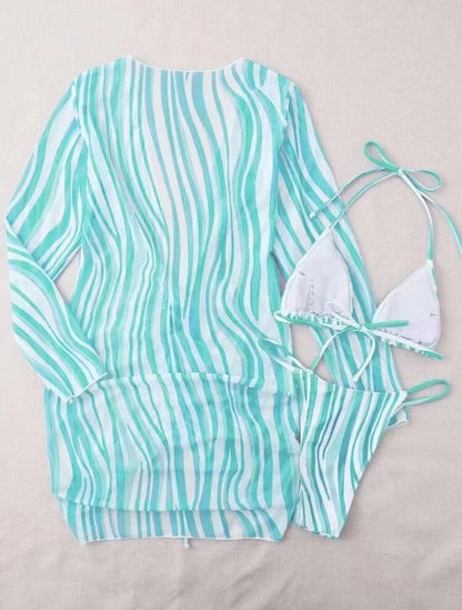 Farah Bikini | Women's 3-Piece Striped Bikini Set