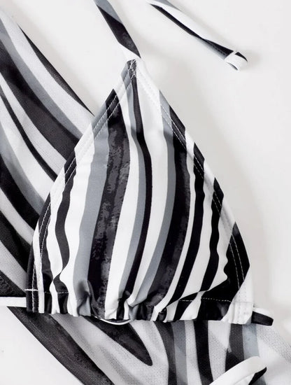 Farah Bikini | Women's 3-Piece Striped Bikini Set