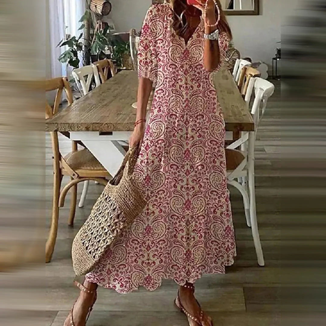 Flavia Dress | Women's Ethnic Print Long Dress