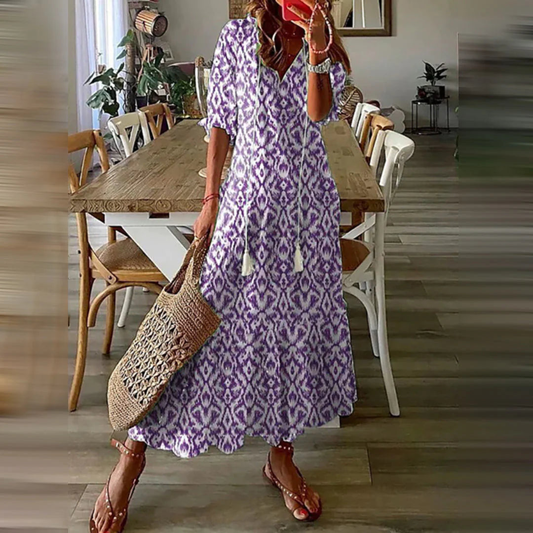 Flavia Dress | Women's Ethnic Print Long Dress