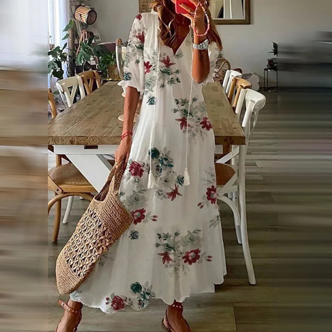 Flavia Dress | Women's Ethnic Print Long Dress
