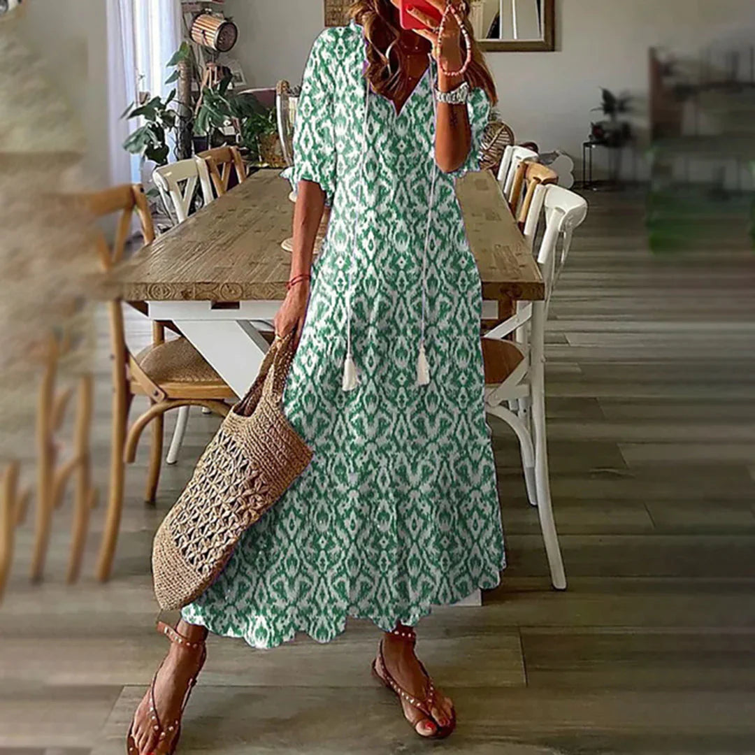 Flavia Dress | Women's Ethnic Print Long Dress