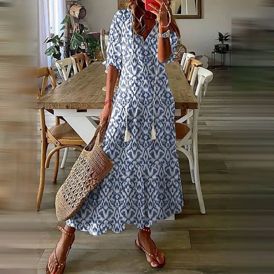 Flavia Dress | Women's Ethnic Print Long Dress