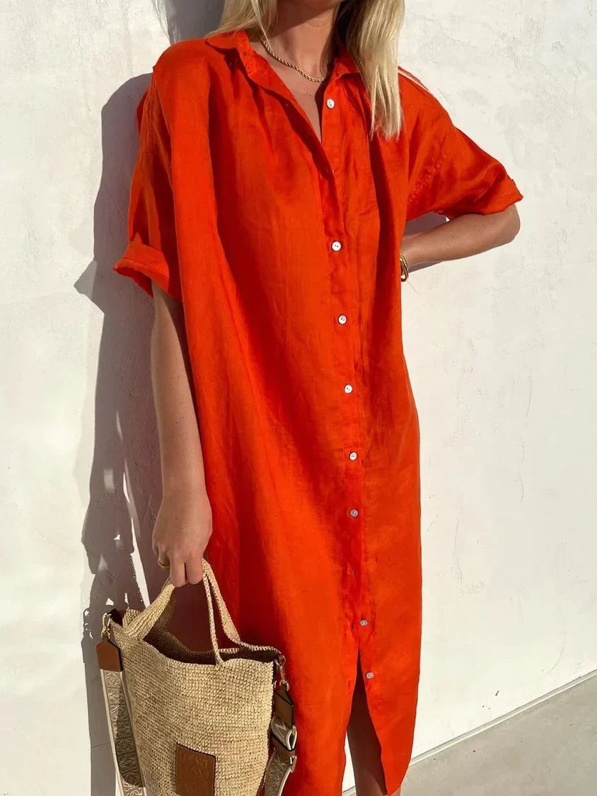 Florence Dress | Casual Linen Button Down Dress for Women