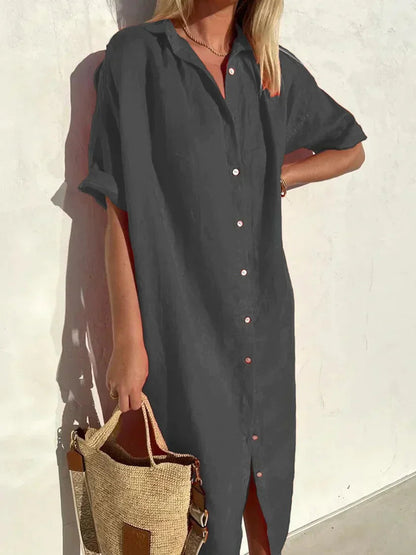 Florence Dress | Casual Linen Button Down Dress for Women