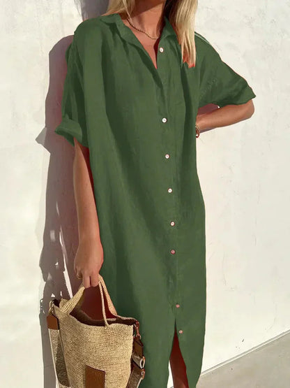 Florence Dress | Casual Linen Button Down Dress for Women