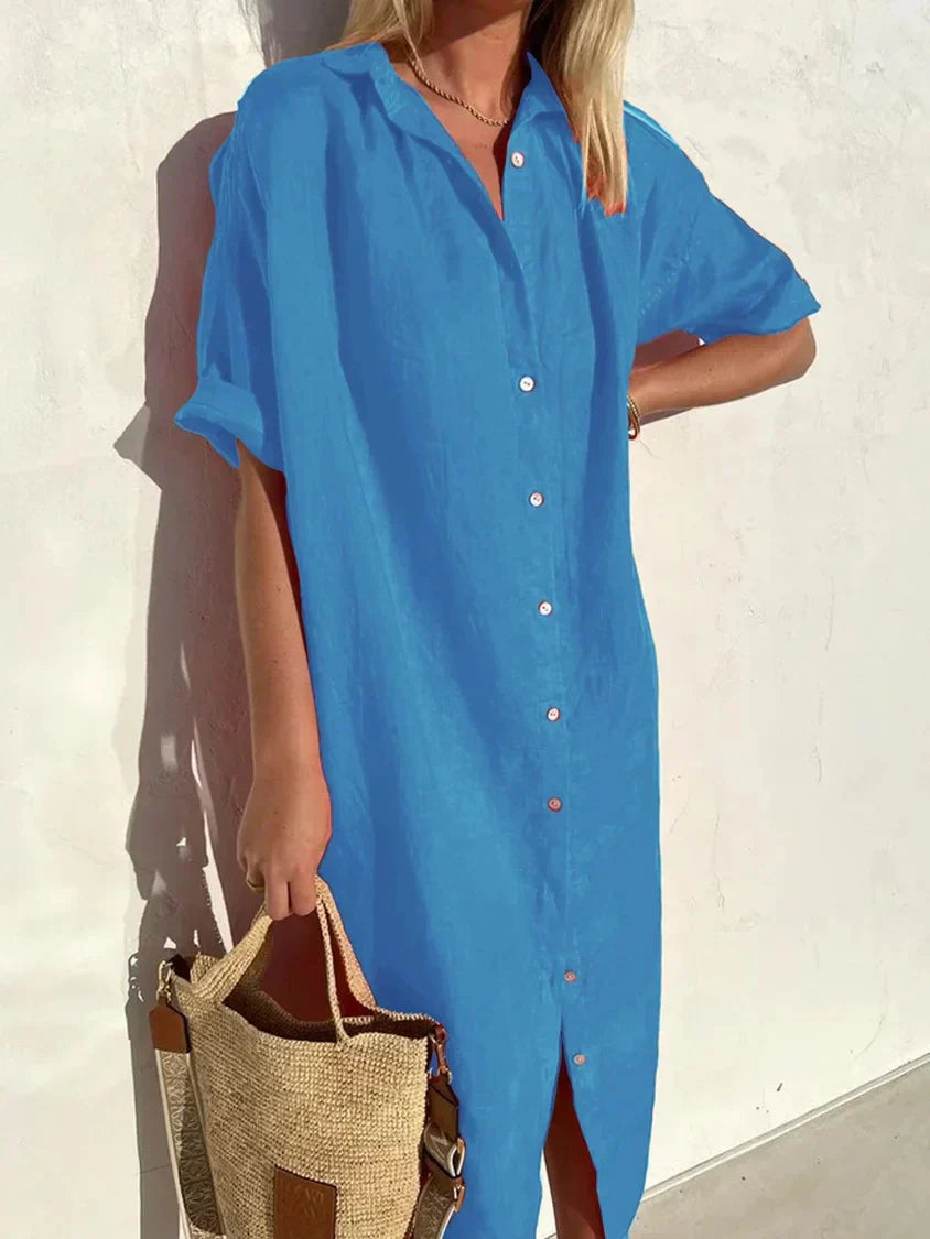 Florence Dress | Casual Linen Button Down Dress for Women