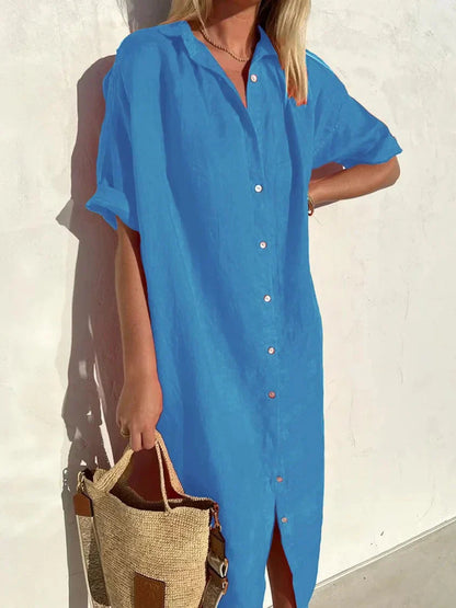 Florence Dress | Casual Linen Button Down Dress for Women