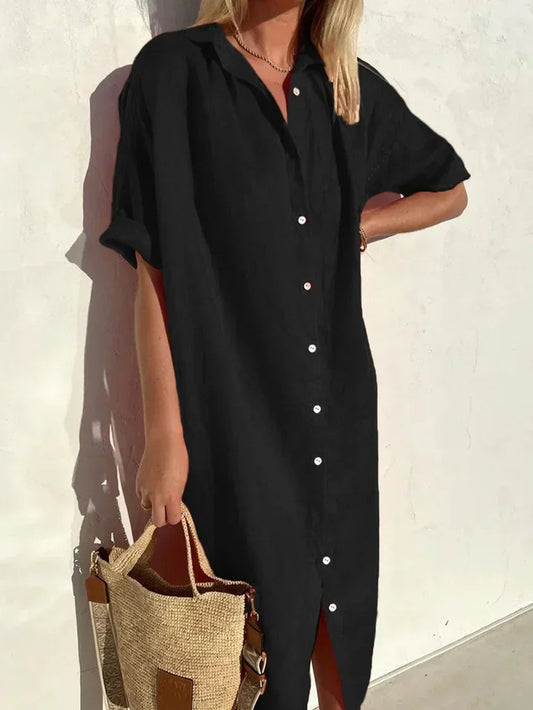 Florence Dress | Casual Linen Button Down Dress for Women