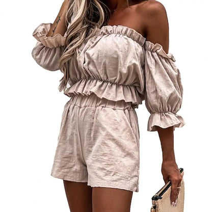 Georgene Set | Off-Shoulder Summer Top & Shorts Set