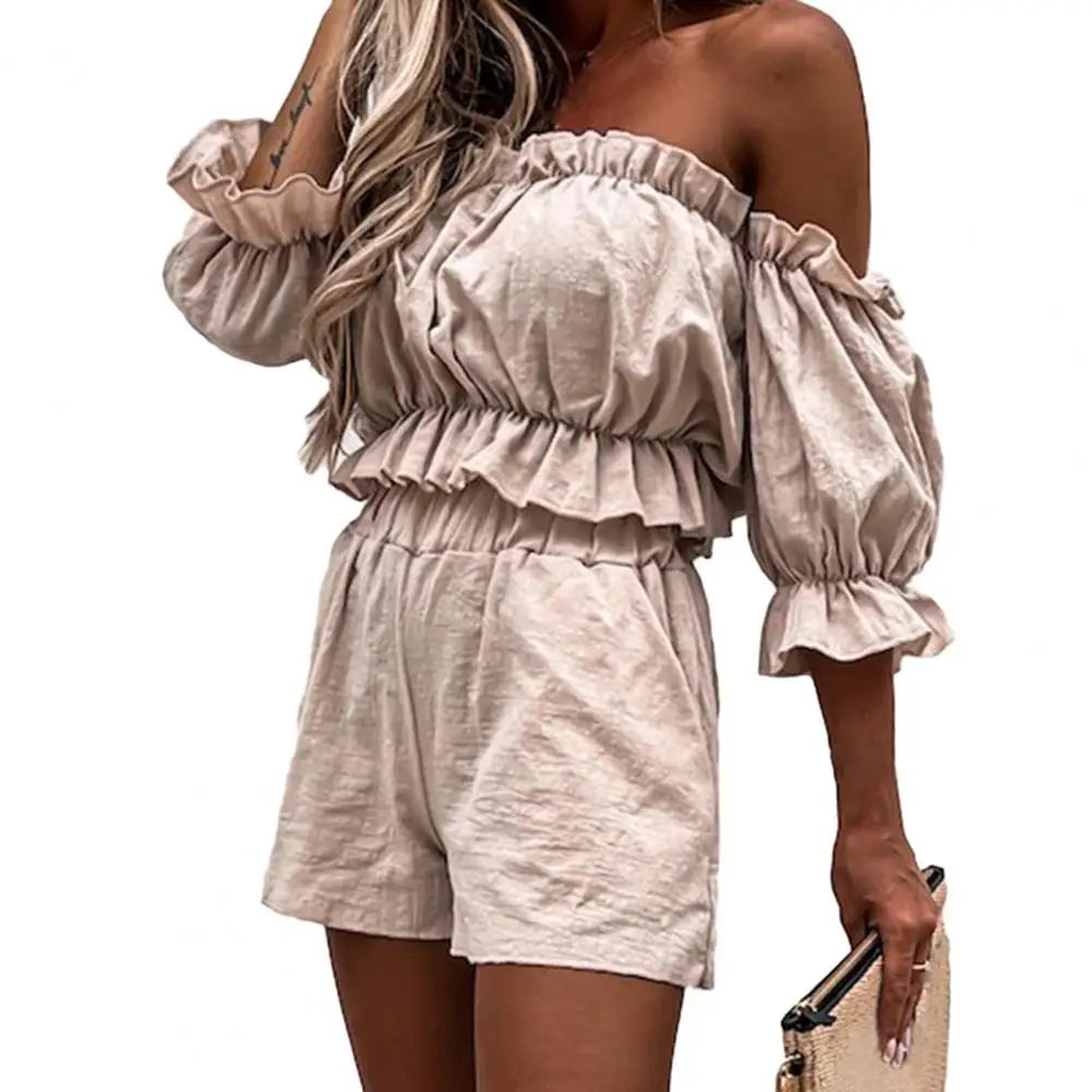Georgene Set | Off-Shoulder Summer Top & Shorts Set