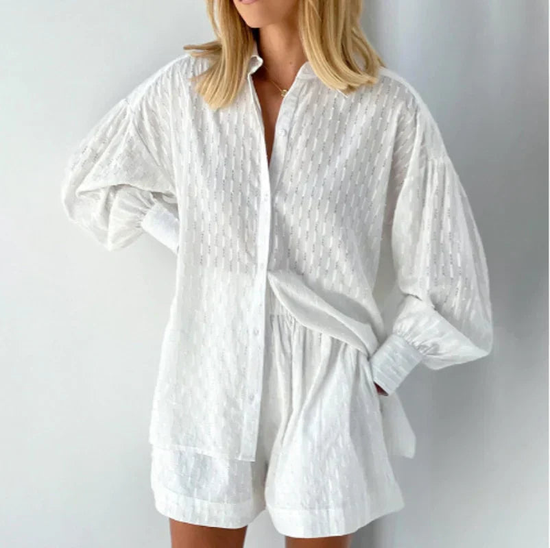 Gianna Set | Summer Loose Fit Long Sleeve & Shorts Set