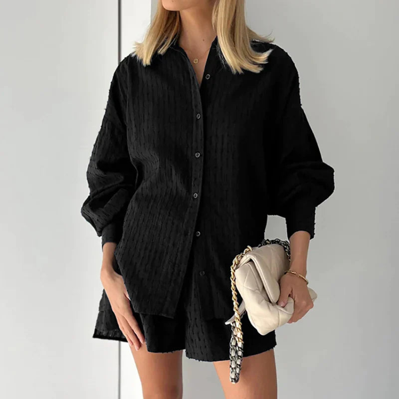 Gianna Set | Summer Loose Fit Long Sleeve & Shorts Set