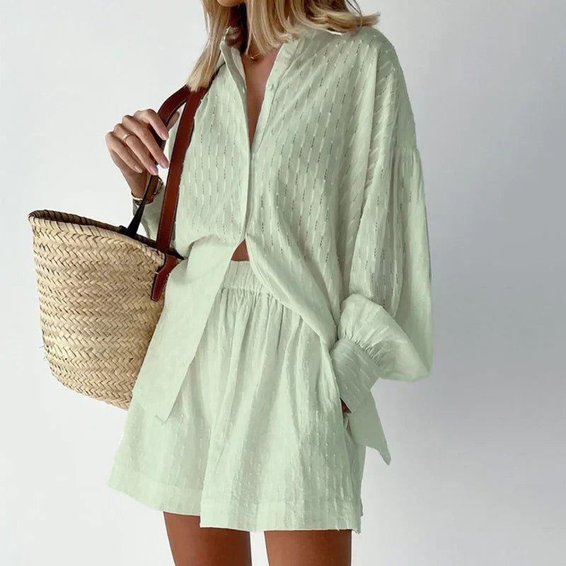Gianna Set | Summer Loose Fit Long Sleeve & Shorts Set