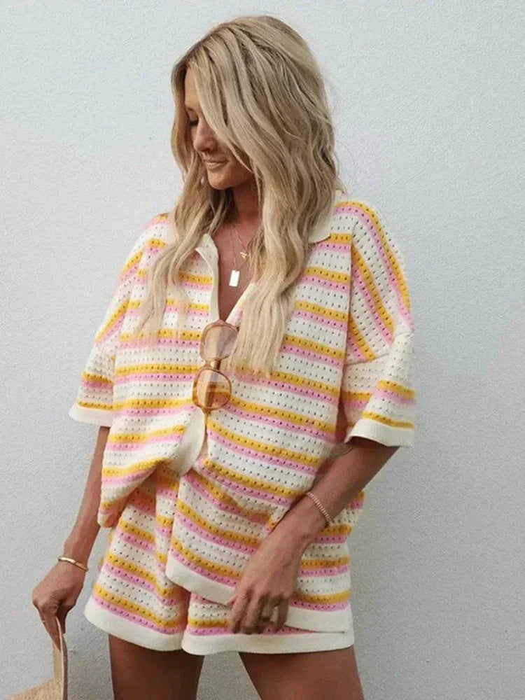 Gillian Set | Casual Striped Two Piece Set