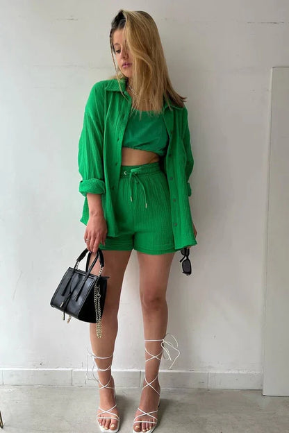 Ginny Set | Women's Two-Piece Long Sleeve & Shorts Set