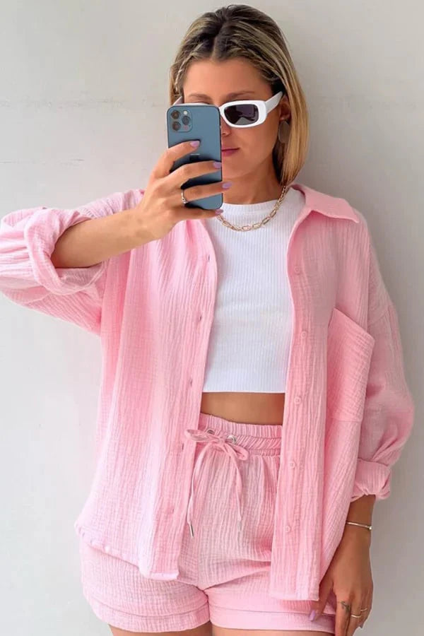 Ginny Set | Women's Two-Piece Long Sleeve & Shorts Set