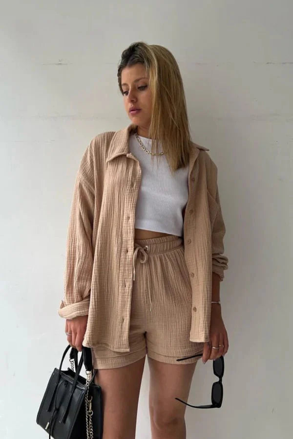 Ginny Set | Women's Two-Piece Long Sleeve & Shorts Set