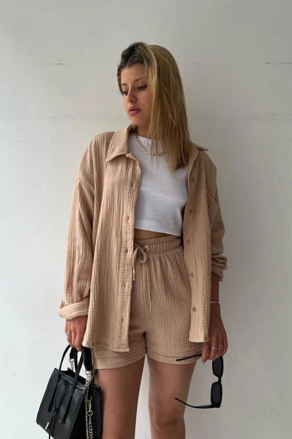 Ginny Set | Women's Two-Piece Long Sleeve & Shorts Set