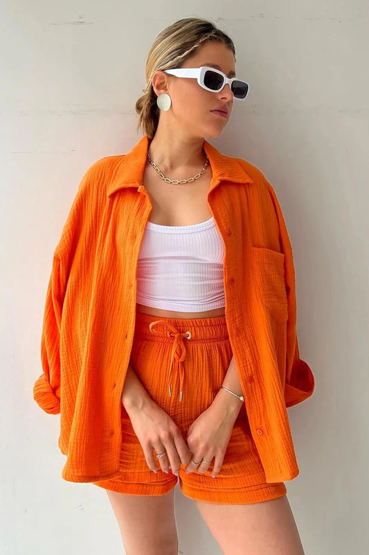 Ginny Set | Women's Two-Piece Long Sleeve & Shorts Set