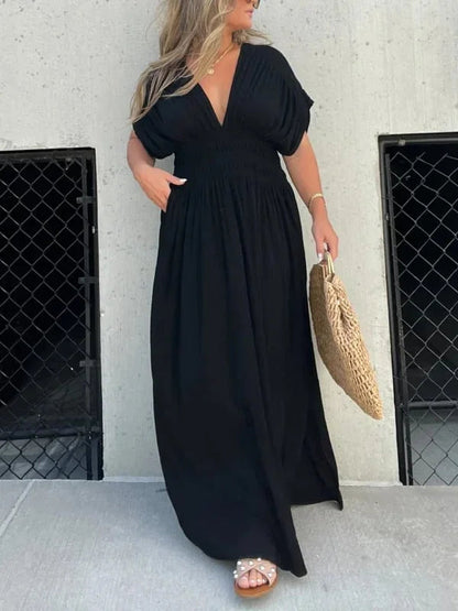 Gretchen Dress | Women's Comfy V-Neck Long Dress