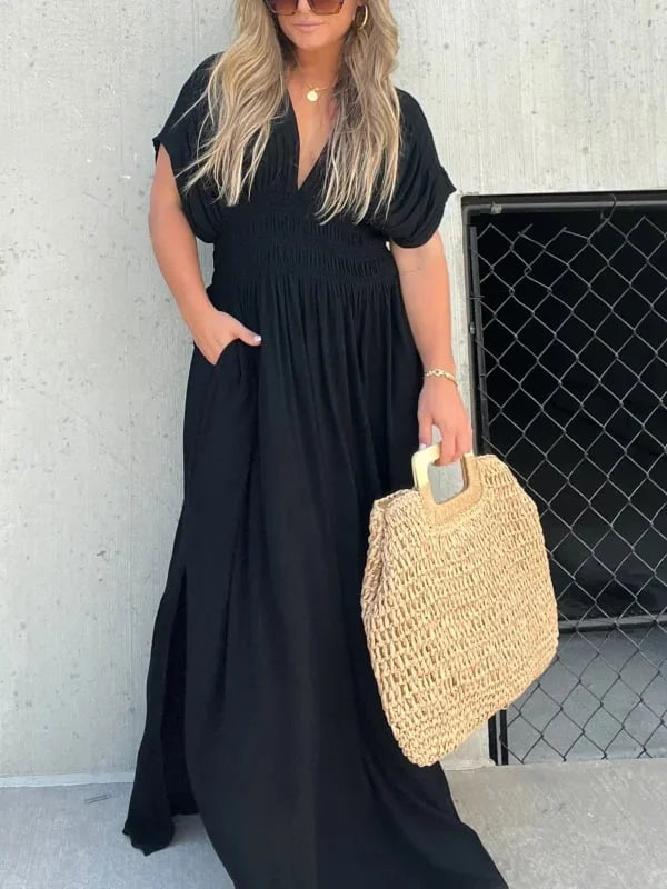 Gretchen Dress | Women's Comfy V-Neck Long Dress