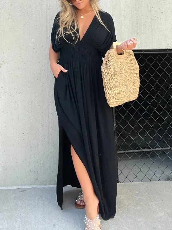 Gretchen Dress | Women's Comfy V-Neck Long Dress