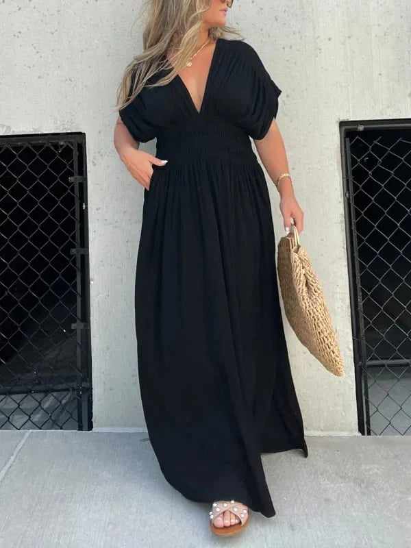 Gretchen Dress | Women's Comfy V-Neck Long Dress