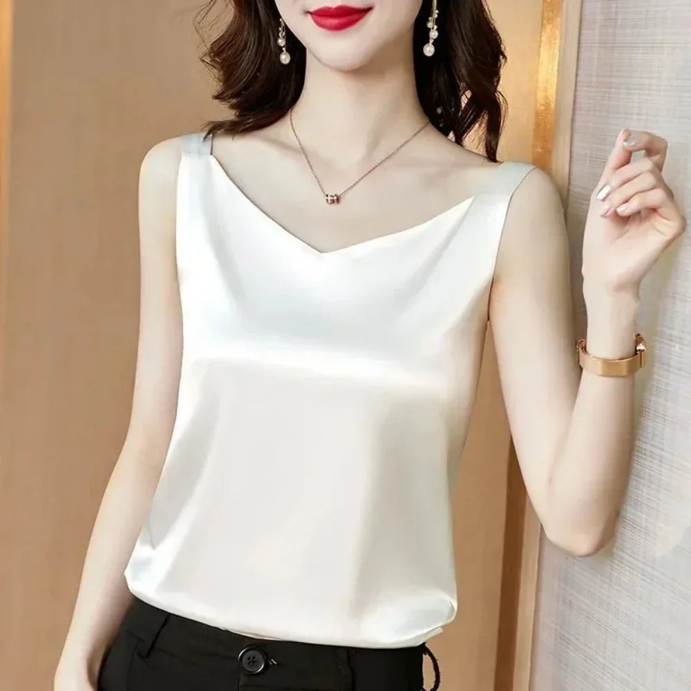 Hania Camisole | Ladies Silk Satin V-Neck Camisole