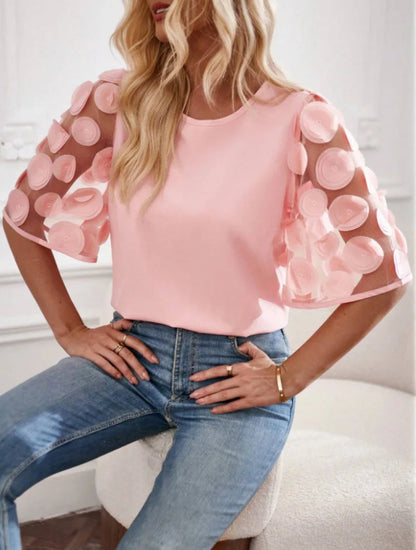 Harlie Blouse | Women's Mesh Sleeve Splicing Blouse